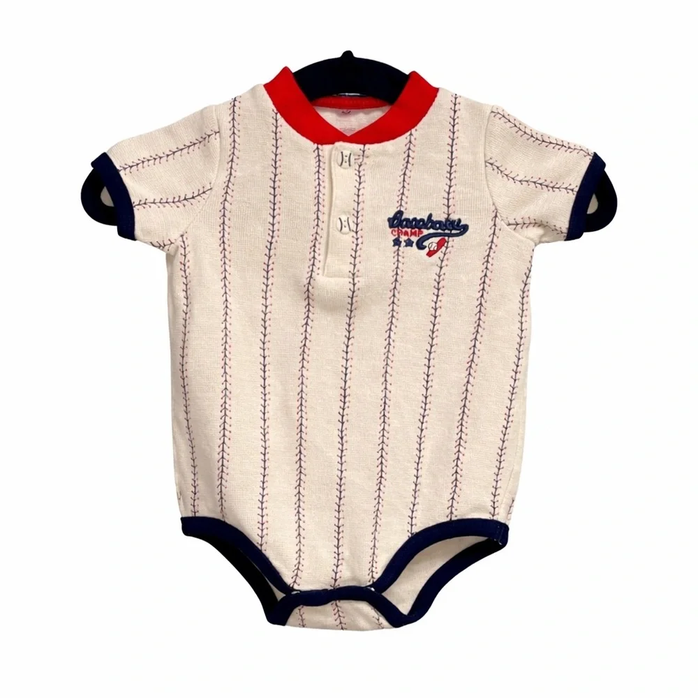 Babyworks Baseball Henley Onesie 6-9M Pinstripe